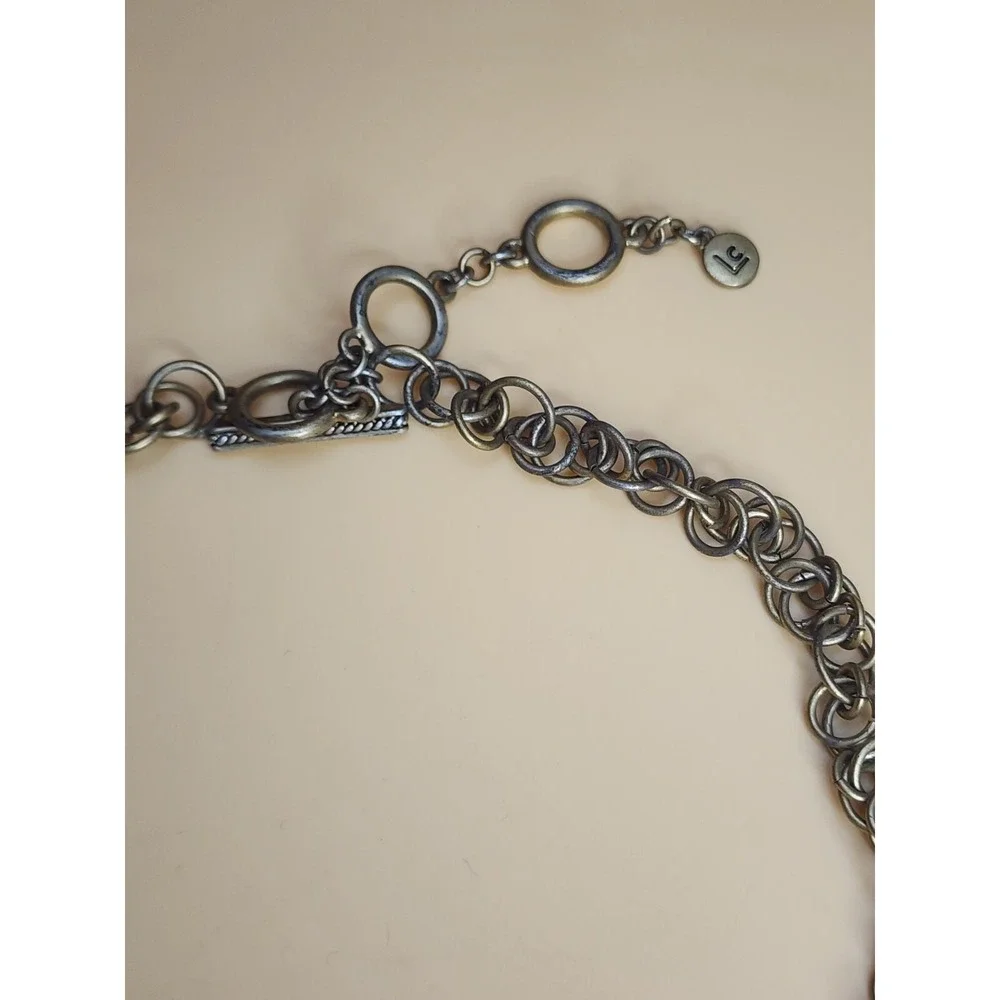 Vintage LIZ CLAIBORNE Signed Bib Necklace Chandelier of Faceted‎ Bronze Tone 15